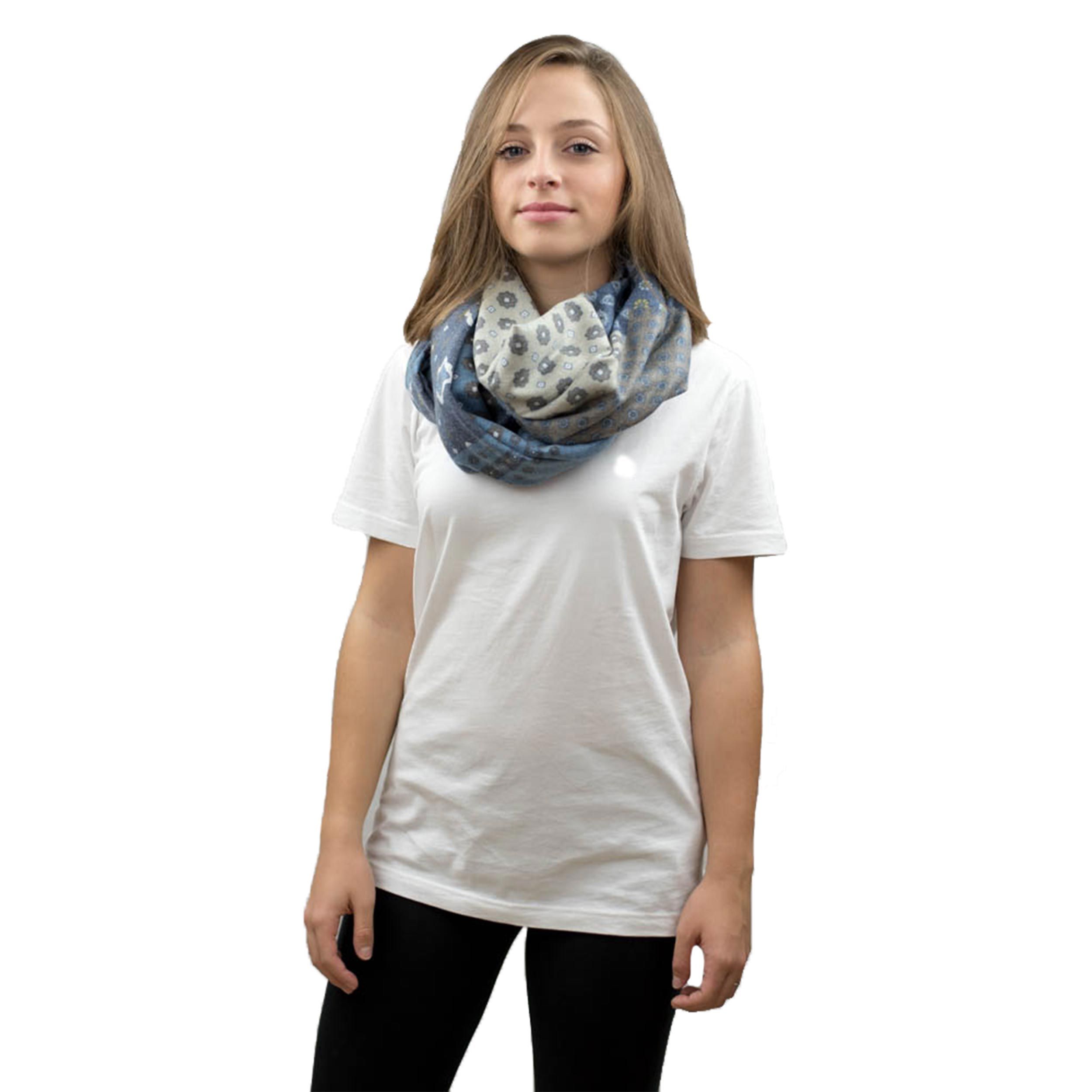 Sciarpa Unisex -  Rombi Blu, Grigio, Turchese